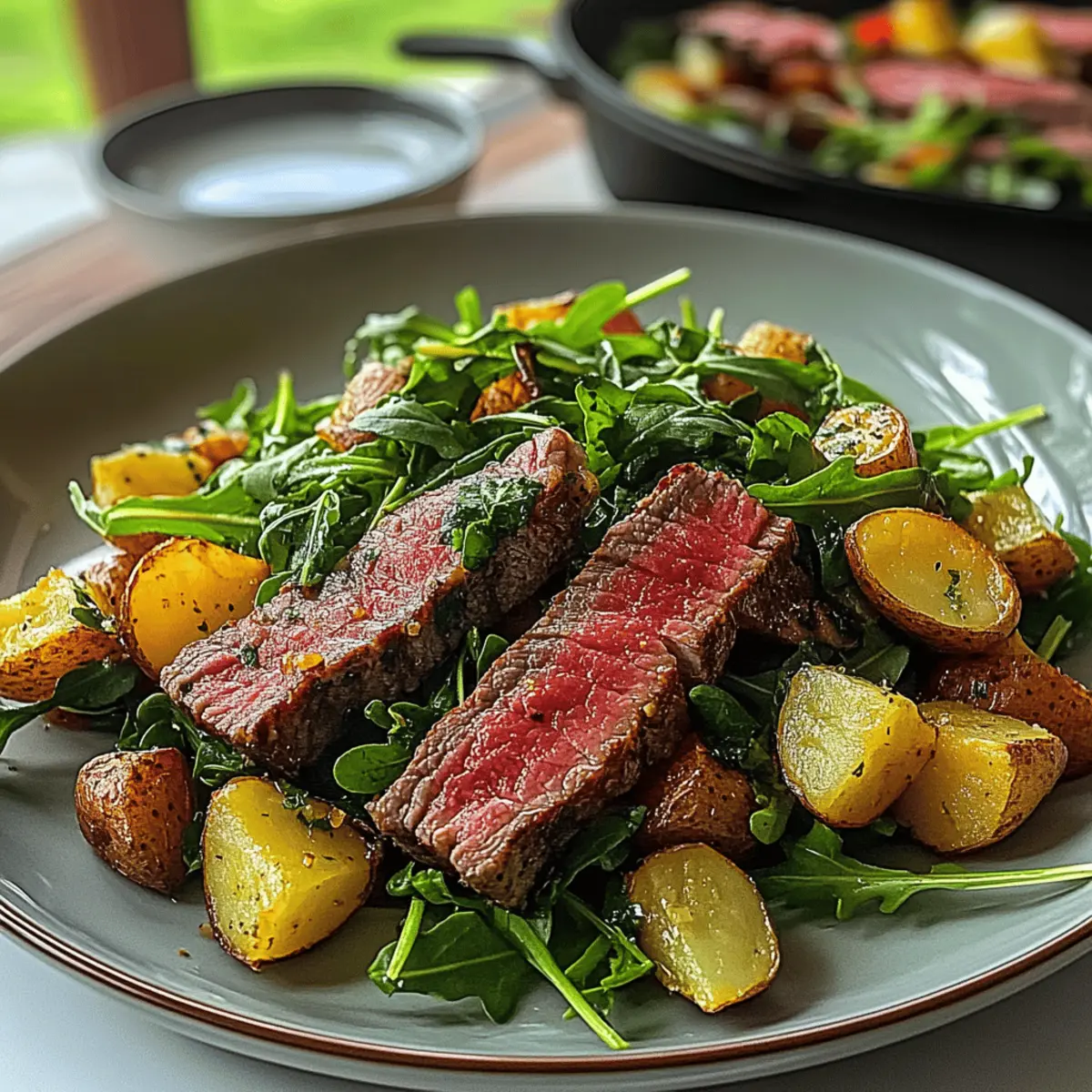 Arugula Skirt Steak Salad with Crispy Potatoes