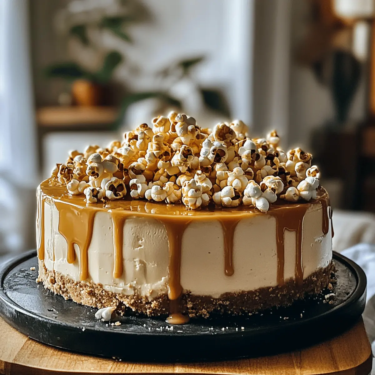 Salted Butterscotch Popcorn Cheesecake