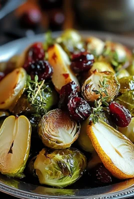 Roasted Pear and Cranberry Brussels Sprouts