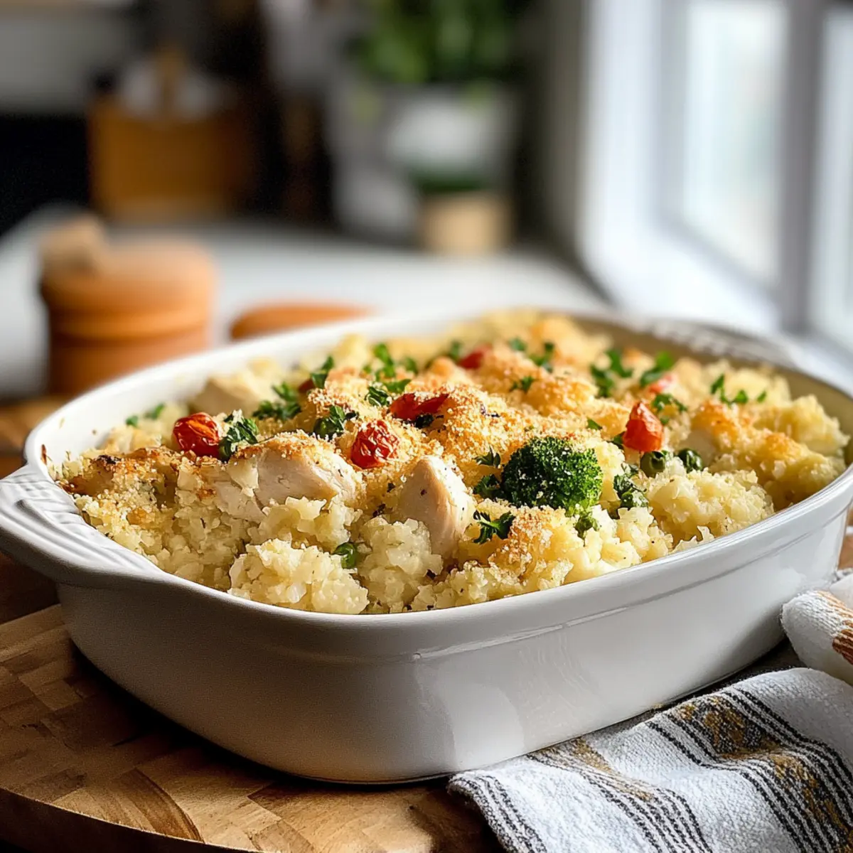 Christmas Chicken Cauliflower Rice Casserole
