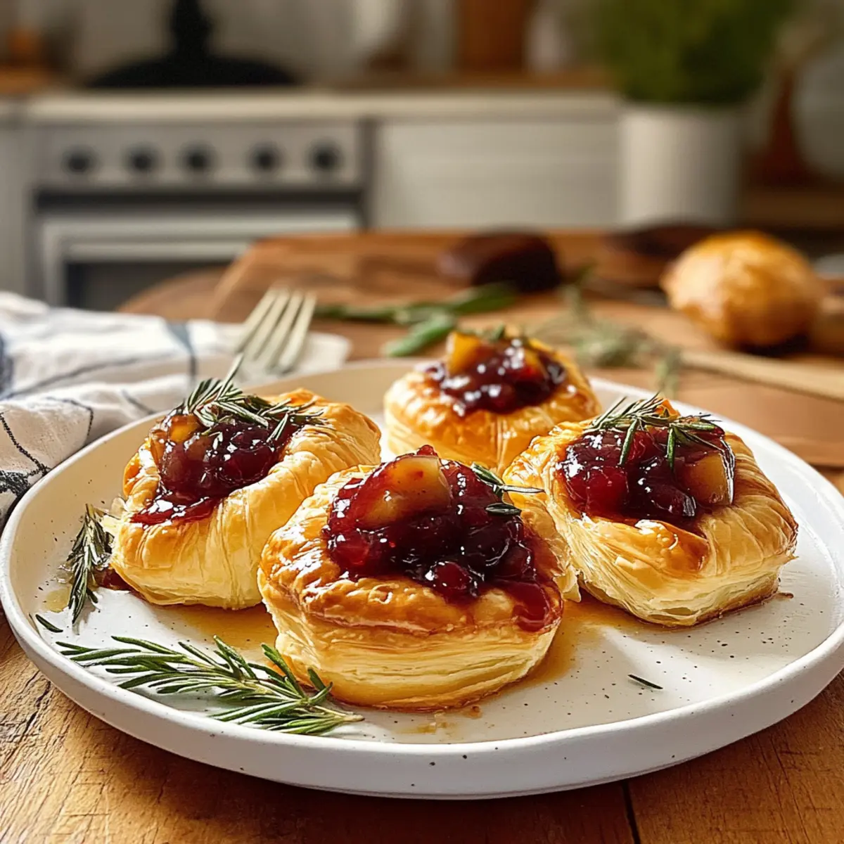 Baked Brie Puffs with Fruit Chutney