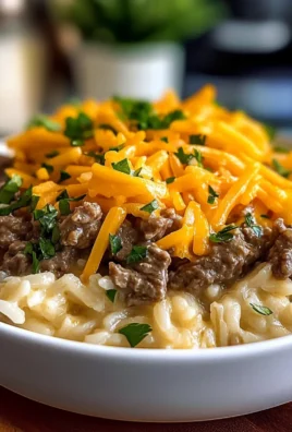 Creamy Garlic Butter Beef and Cheddar Rice