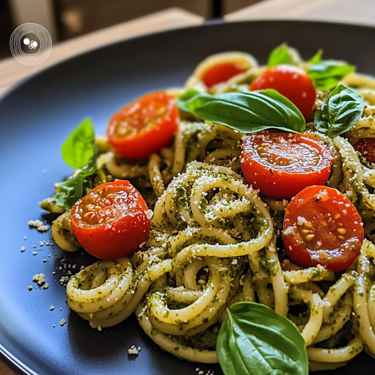 Pesto Pasta with Roasted Tomatoes