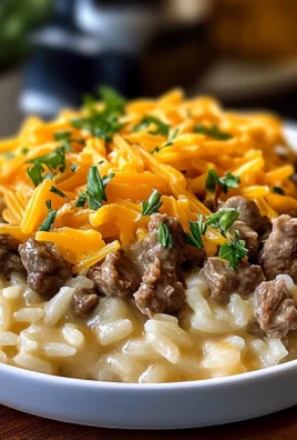Creamy Garlic Butter Beef and Cheddar Rice