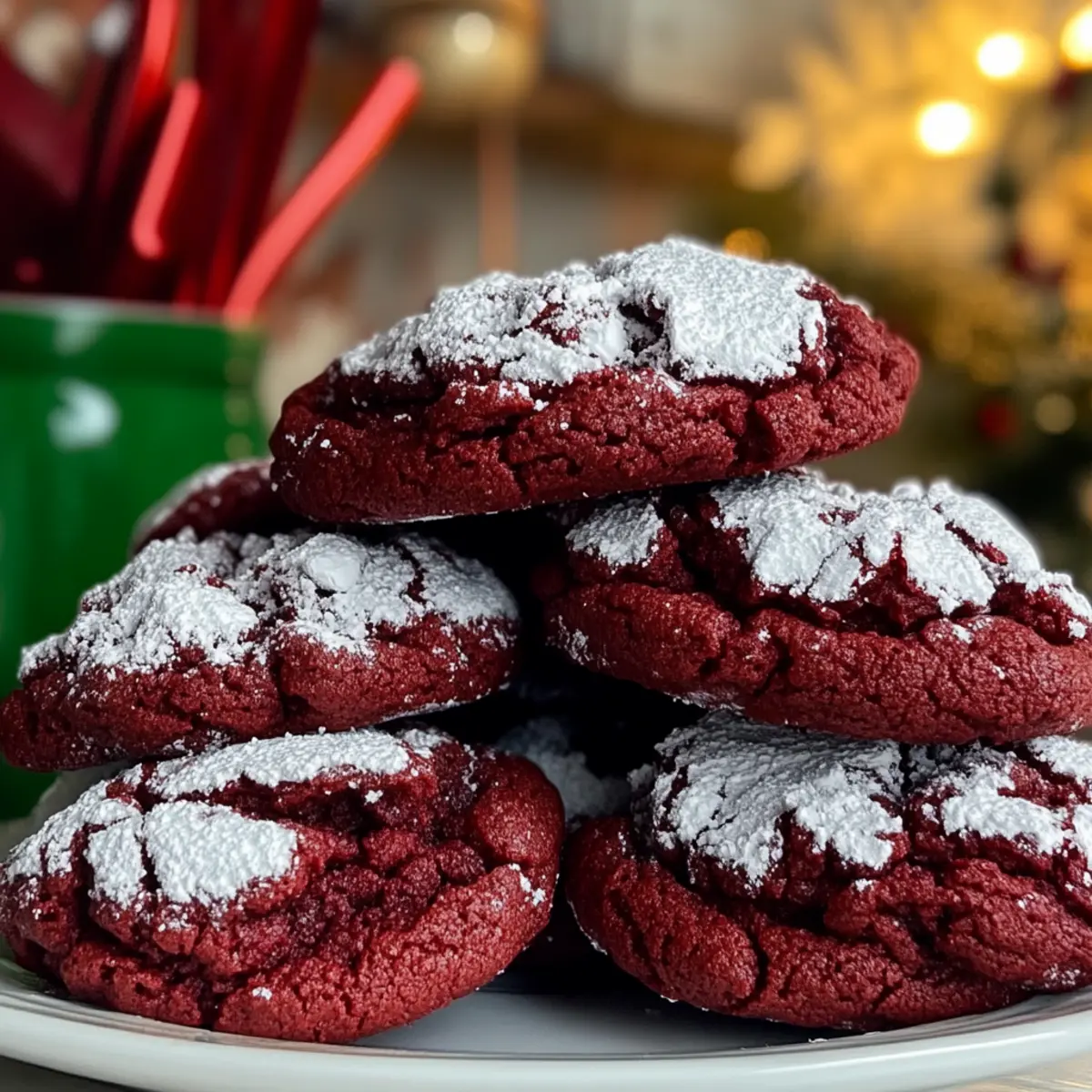 Fudgy Red Velvet Crinkle Christmas Cookies